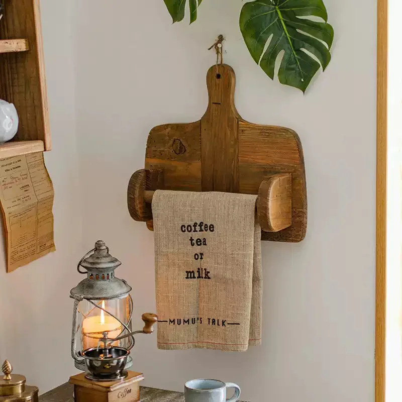 Soporte para papel de cocina de madera montado en la pared, organizador colgante en rollo debajo del gabinete, soporte para papel de cocina, estante dispensador de toallas de cocina - imagen 3