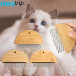 Removedor de pelo de mascotas con mango de madera, cepillo de aguja para gatos, perros, peine para eliminar piojos, herramientas de aseo para gatitos, cepillo para perros, suministros para mascotas