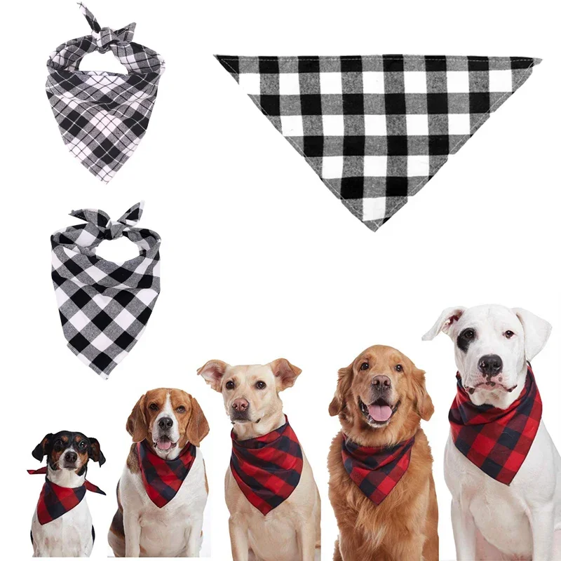 Pañuelos de algodón para perros grandes, Baberos para perros medianos y grandes, bufanda triangular clásica a cuadros para mascotas, accesorios de cosas para mascotas Golden Retriever - imagen 5