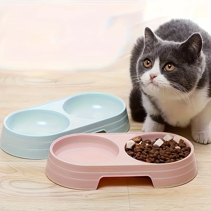 Juego de 4 piezas de cuencos para mascotas de color sólido de alta calidad, cuencos dobles de plástico ligero de color caramelo, cuencos para perros y gatos, juego de cuencos de alimentación para mascotas - imagen 4