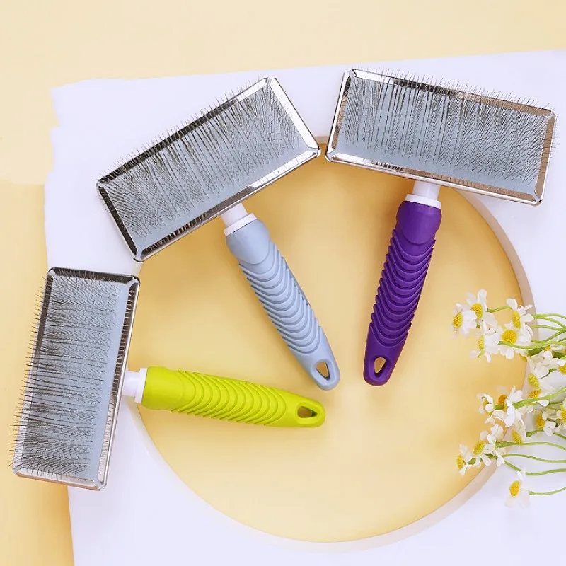 Peine para perros, cepillo de masaje para perros, peine para gatos de dientes largos, removedor de pelo para mascotas, cepillo de cuidado para perros, peines de acero inoxidable para Limpieza del cabello de perros - imagen 2