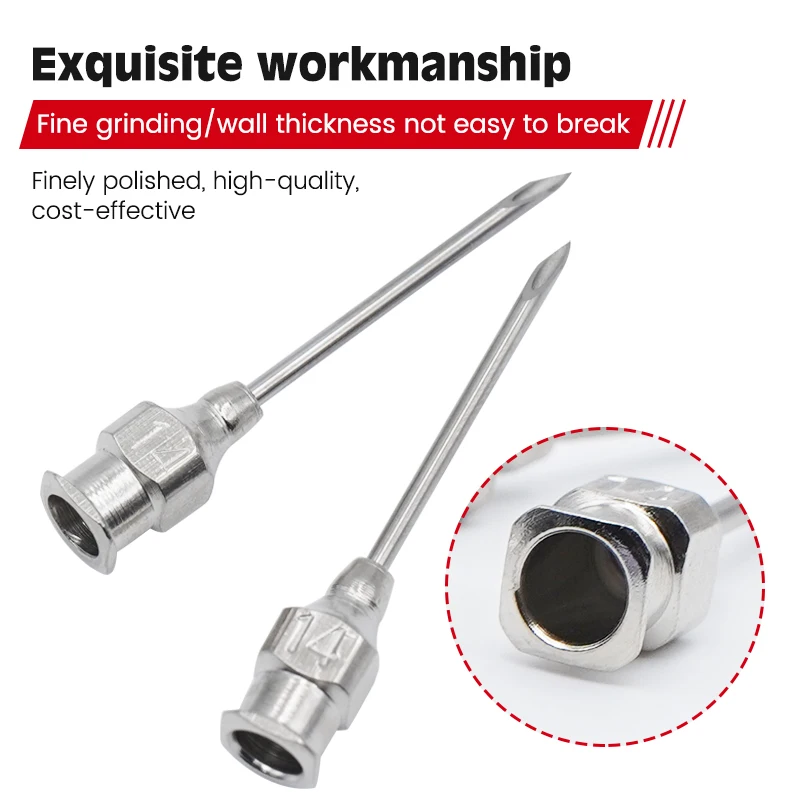 Aguja dispensadora de acero inoxidable para animales, herramientas de granja de vacuna, ganado avícola, uso veterinario, 2 cajas/20 piezas - imagen 4