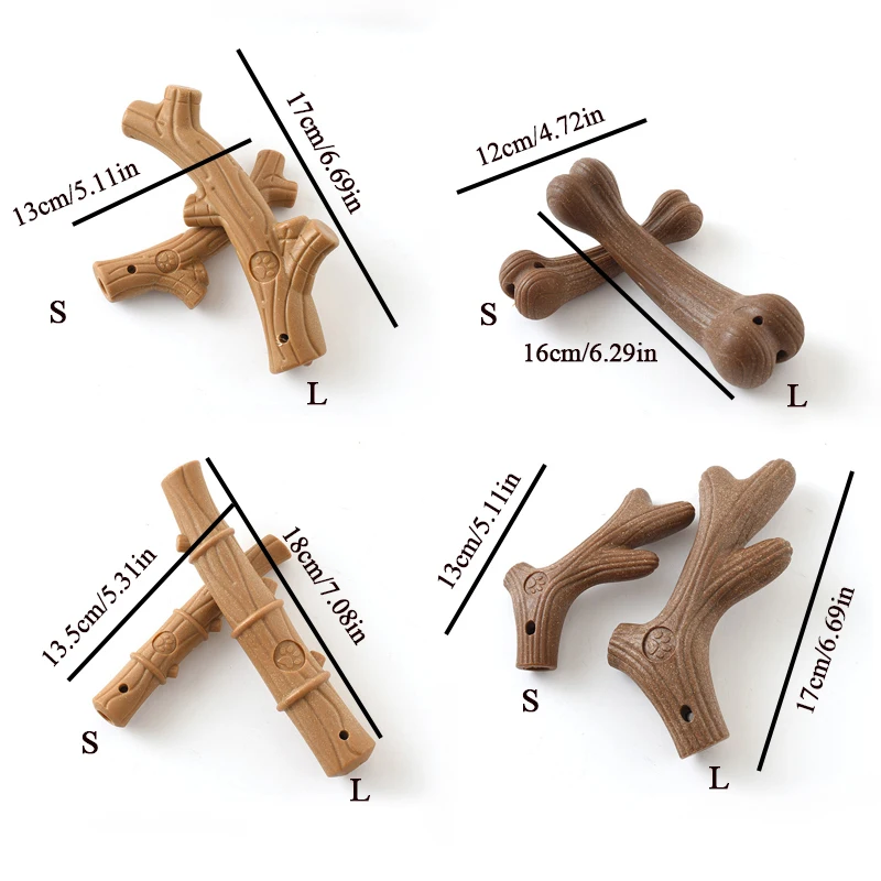 Juguetes para masticar para perros, palo de Limpieza de dientes molares, madera de pino interesante, forma de hueso lindo, mordedura duradera, juguete interactivo para cachorros, suministros para mascotas - imagen 3