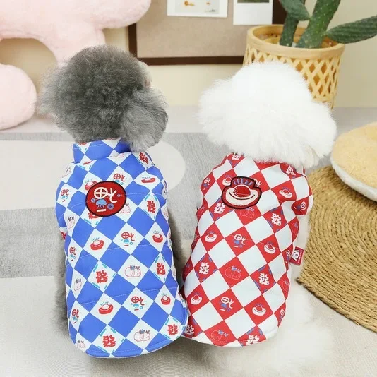 Abrigo a cuadros de cuello alto para mascotas, ropa de Año Nuevo para perros, chaleco, abrigo para perros pequeños y medianos, chaleco cálido para mascotas, ropa para cachorros pequeños - imagen 4