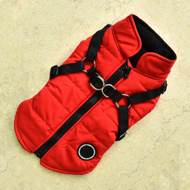 Chaqueta de invierno para perros grandes, ropa cálida con hebilla, abrigo impermeable Labrador para trajes de Bulldog Francés pequeño y mediano - imagen 2