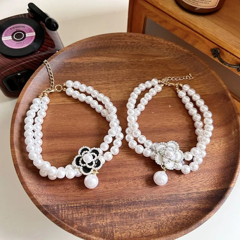 Collar de perlas para perro de gama alta, babero, muñeca, Collar decorativo para gato maltés y perro, bufandas para mascotas, corbata, accesorio para mascotas - imagen 3