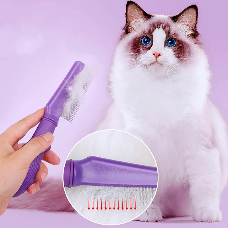 Peine para perros, cepillo de masaje para perros, removedor de pelo para mascotas, peines de dientes densos para gatos, limpieza de nudos, cepillo de aseo para perros, peine, suministros para mascotas - imagen 2