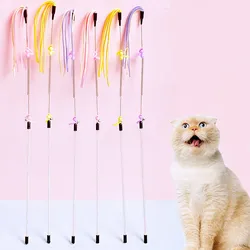 Juguete interactivo de pesca para gatos – Vara con plumas y campana