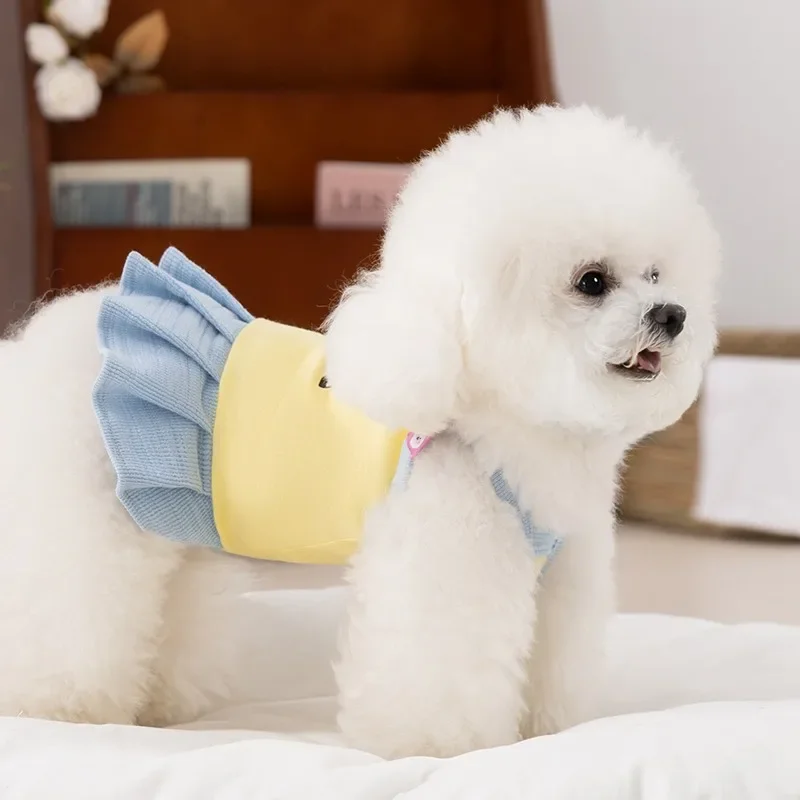 Lindo vestido para cachorro, ropa de verano con estampado de animales para perros, eslinga fina de peluche, Jersey transpirable de Bichon, falda de princesa para mascotas Bichon Frise - imagen 2