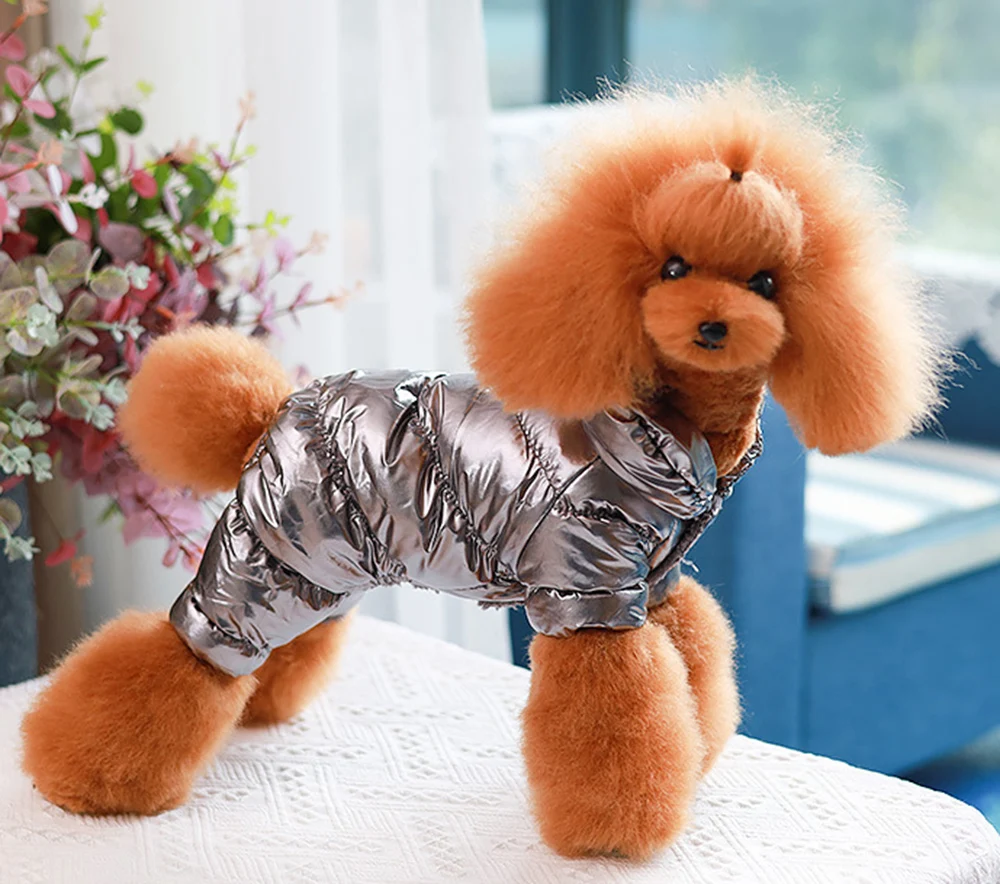 Ropa de invierno para mascotas, chaqueta cálida de lana para perros pequeños, ropa para cachorros Shih Tzu Chihuahua, monos sólidos impermeables para mascotas - imagen 4