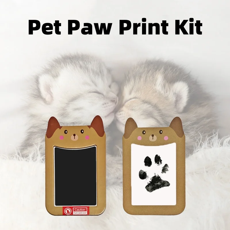 Kit de impresión de patas sin tinta, Kit de impresión para perros, gatos, recuerdo de huellas, almohadilla de tinta táctil limpia para mascotas, almohadilla de tinta negra para gatos o perros - imagen 2