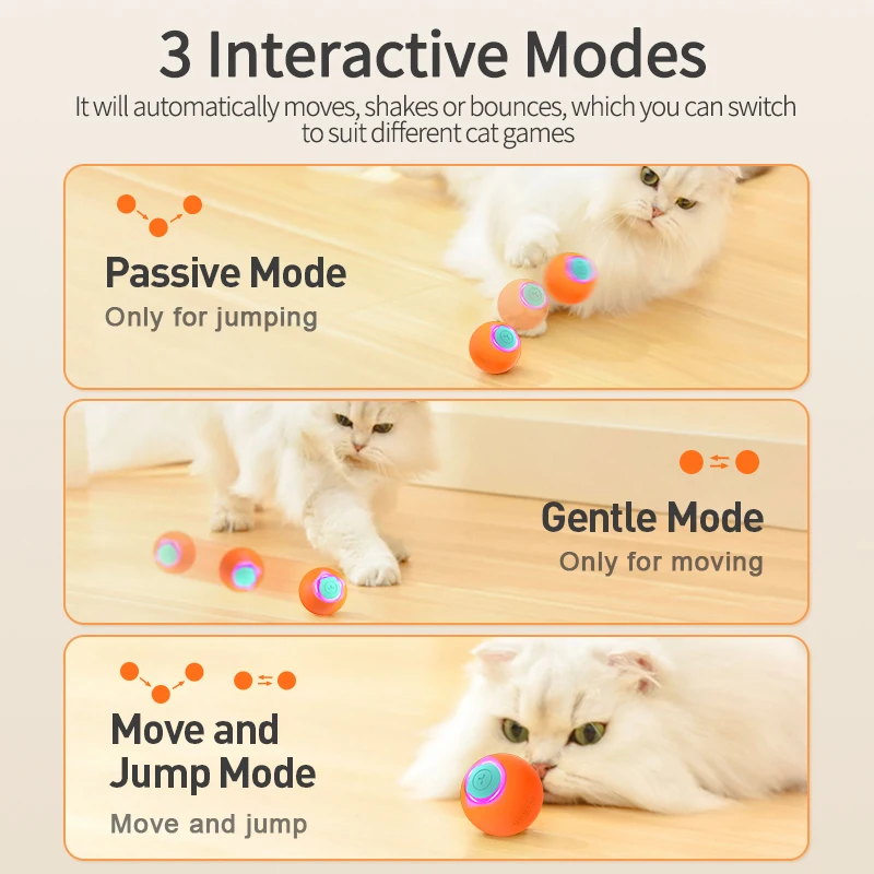 Pelota automática con luz para gatos – Juguete de movimiento - imagen 4