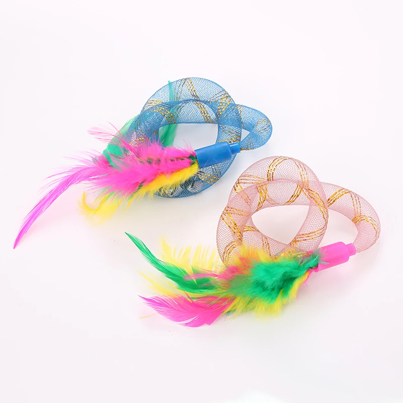 Juguete para gatos, tubo de cuerda con resorte de plumas, juguete elástico, suministros para mascotas - imagen 2