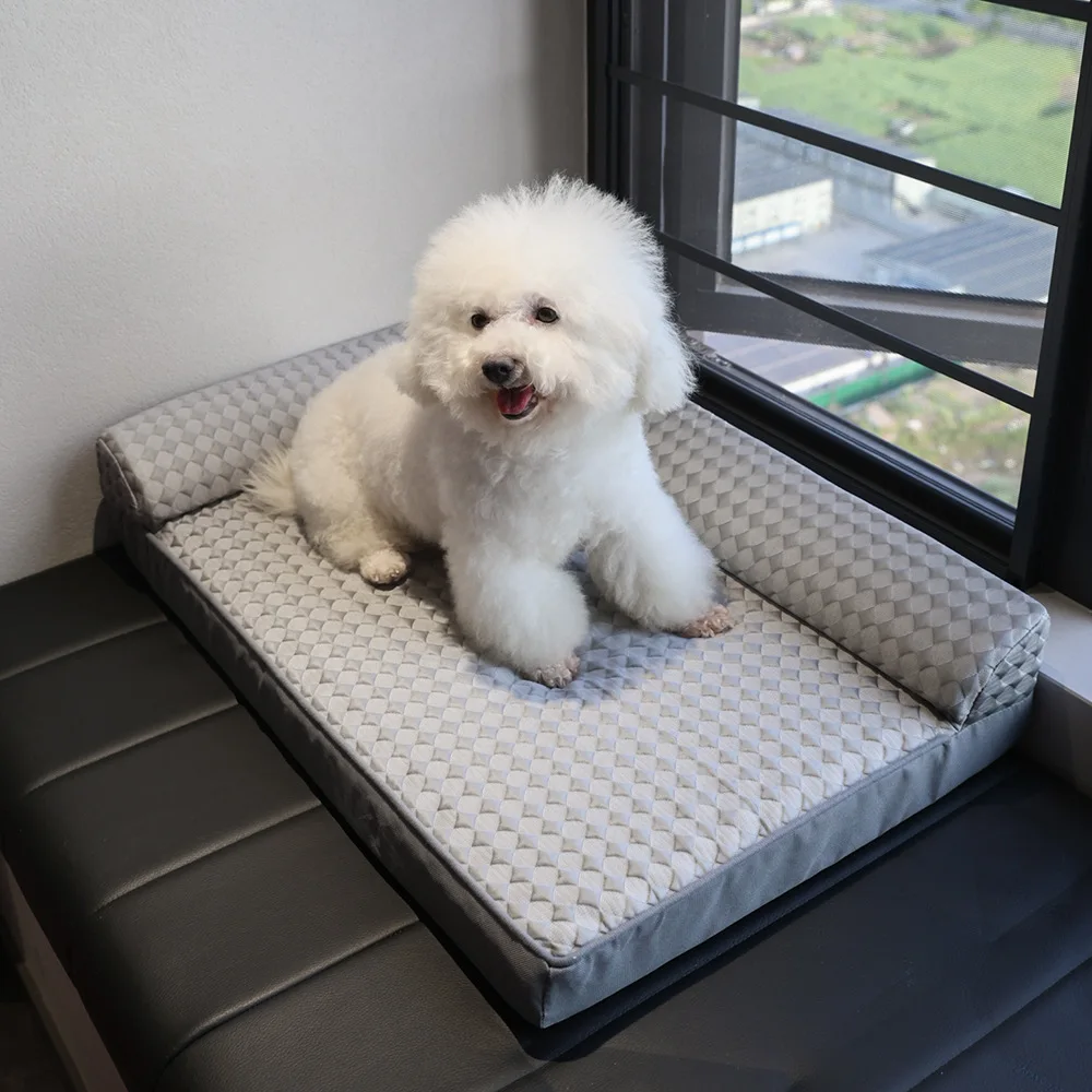 Cama grande transpirable para perros, cama antideslizante para gatos con almohada, tela de seda helada, cojín para perros pequeños, primavera y verano - imagen 4