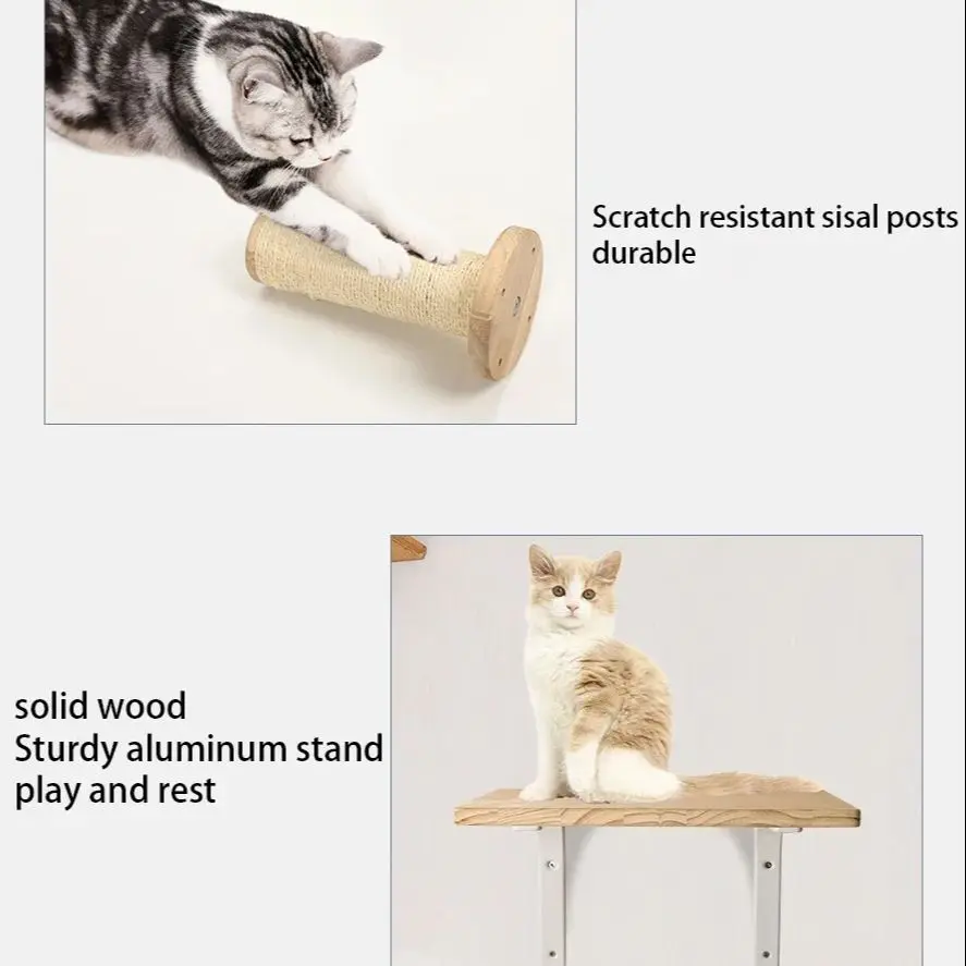 Estante de escalada de pared para gatos, escalera de escalones, poste rascador, cama escondida, casa para gatos, torre de árbol, accesorios para muebles para mascotas - imagen 5