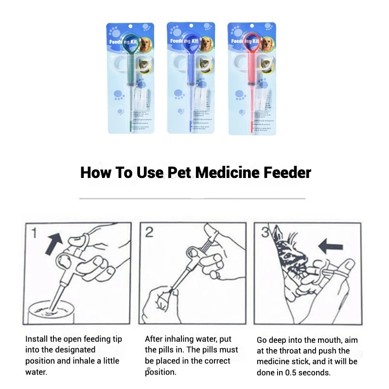 Alimentador de medicina para mascotas para gatos y perros, medicina tipo empuje, palo de alimentación, pastillas, artefacto, jeringa de aguja para rocío - imagen 2