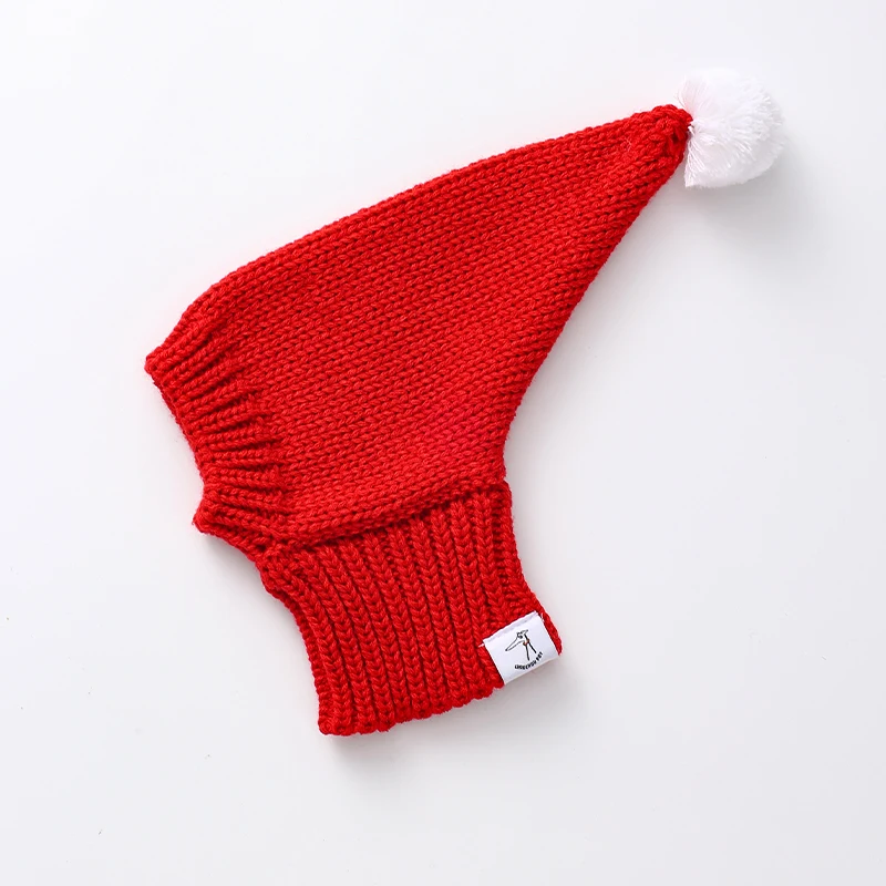 Sombrero de lana tejido a mano de color sólido de galgo italiano en invierno Sombrero de primavera whippet azul cálido rojo amarillo con lindas bolas de vellón - imagen 4