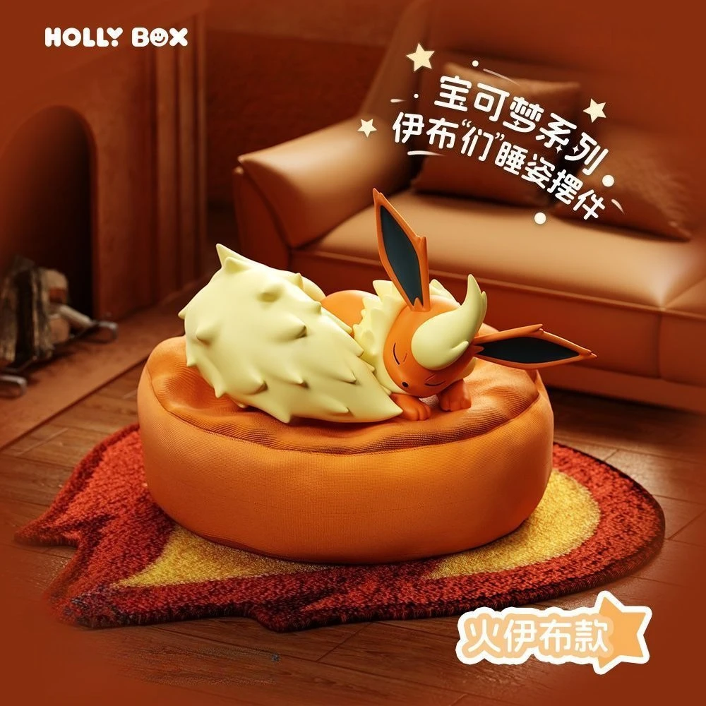 PKM Eevee Caja misteriosa de posición de dormir (nuevo original) Leafeon/Vaporeon/Flareon/Sylveon/Espeon/Umbreon Figuras Adorable juguete de regalo