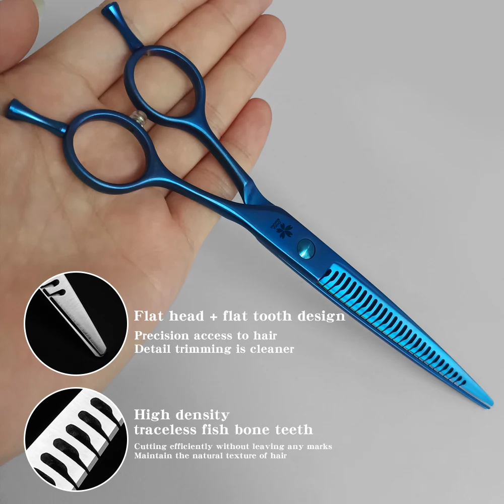 Tijeras mágicas para el cuidado de mascotas JP440C de 7,25 pulgadas, tasa de adelgazamiento de peluquería 70% para belleza de perros/gatos, tijeras para afinar huesos de pescado - imagen 5