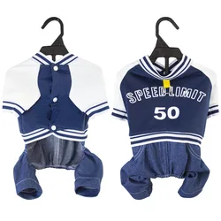 Chaqueta-mono para perros con pantalones vaqueros: traje de 4 patas