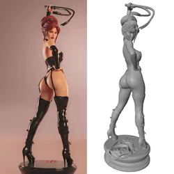 Figura sexy con látigo ensamblada y sin pintar adorno escritorio