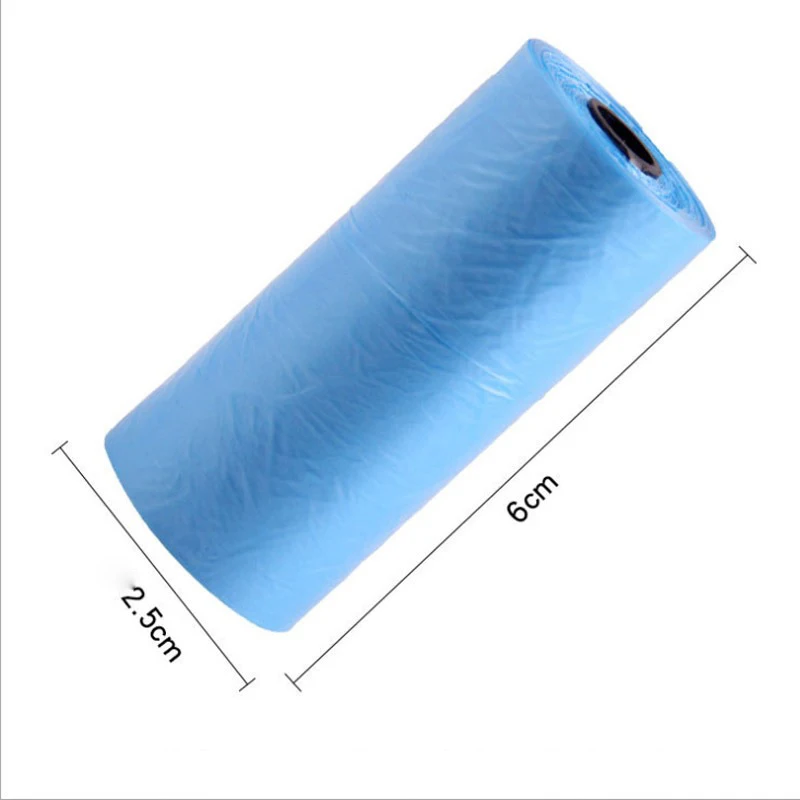 Bolsa para excrementos de perro de color sólido, bolsa para excrementos de limpieza al aire libre, suministros para mascotas para perros, 15 bolsas/rollo, bolsa de basura de repuesto al azar - imagen 5