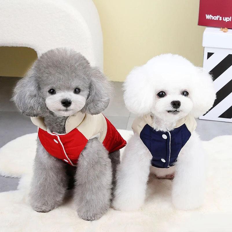 Ropa de invierno para mascotas, abrigo para cachorros a prueba de viento, ropa acolchada para perros pequeños, chaqueta para caniche, Bulldog Francés, chaleco para Chihuahua, suministros para mascotas - imagen 3