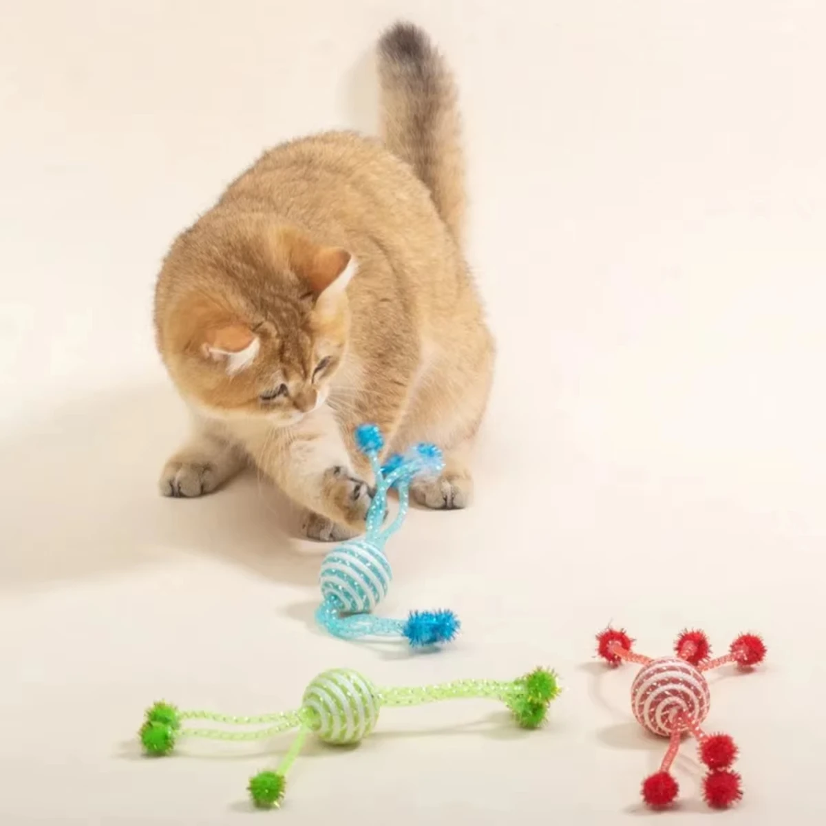 Juguete para gatos, tubo de red, cuerda para envolver, pelota para gatitos, juguete para hacer seis garras, juguetes interactivos para gatos - imagen 2