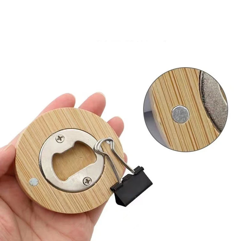 Abridores de cerveza con succión magnética, abridor de botellas de madera, tapa de cerveza, logotipo grabado de Surport, abridor de botellas de cerveza DIY, 3/6/12 Uds. - imagen 3