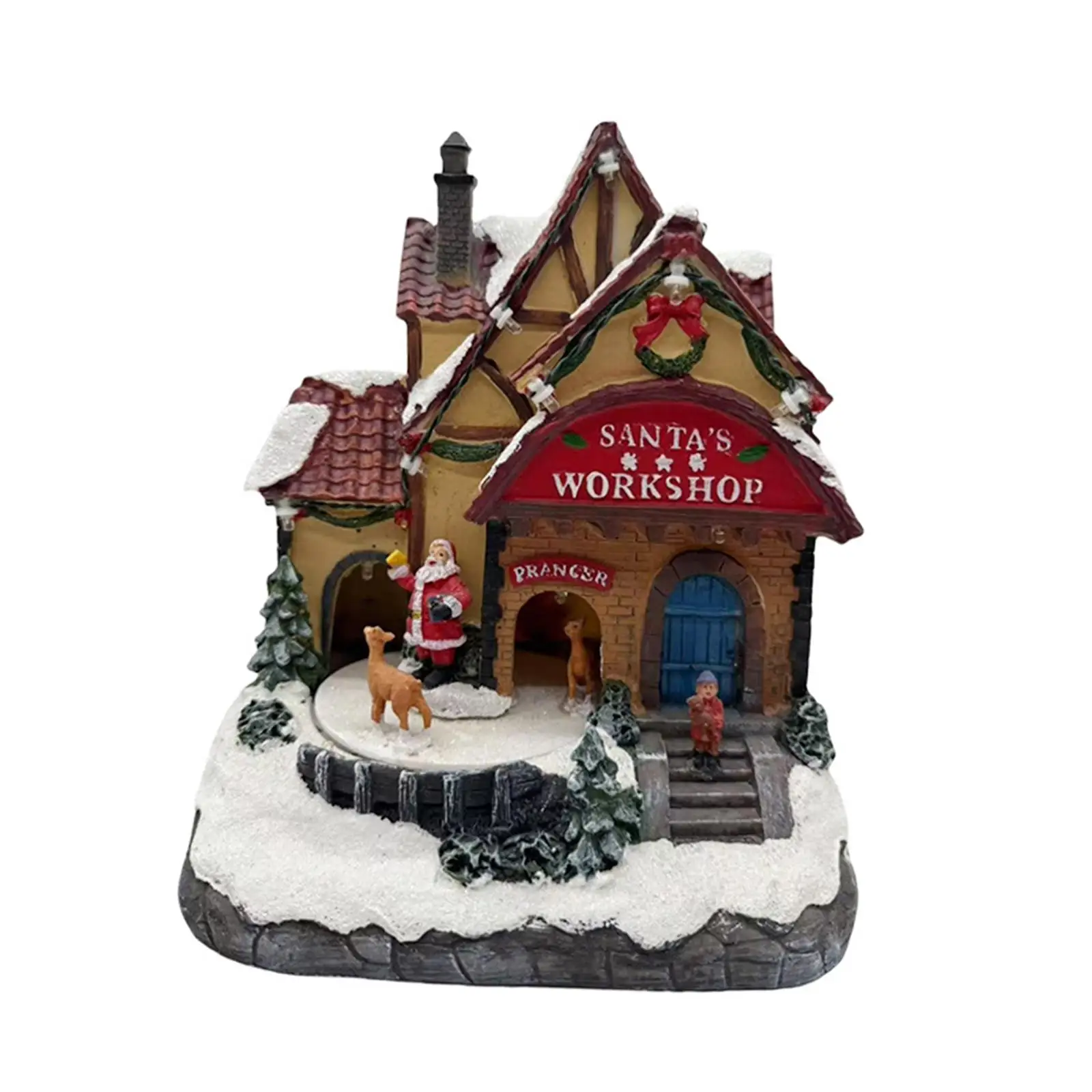 Christmas House Statue with Light Music Tabletop Ornament Craft, Micro Landscape Resin Christmas Decor for Home Festival Holiday Christmas House Statue with Light Music Tabletop Ornament Craft, Micro Landscape Resin Christmas Decor for Home Festival Holiday