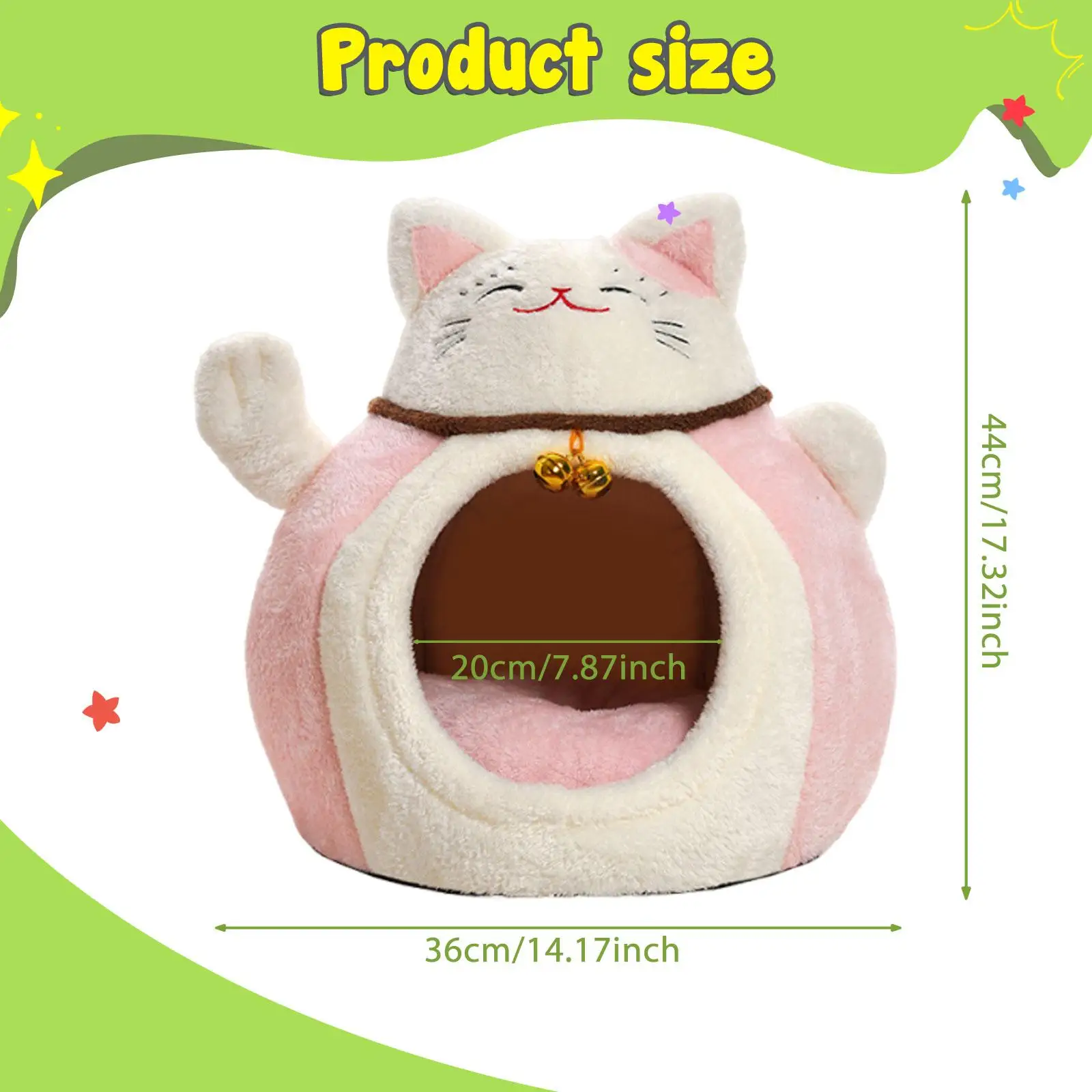 Lucky Cat Pet House Pet Bed Gifts Soft Accessory Warm PP Cottons Anti Slip Bottom Convenient Versatile with Shelter