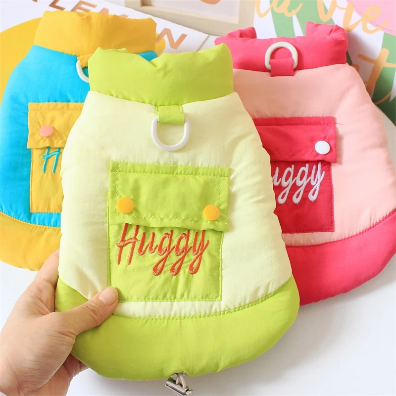 Chaleco transpirable de algodón cálido para perros y gatitos caramelo - imagen 2