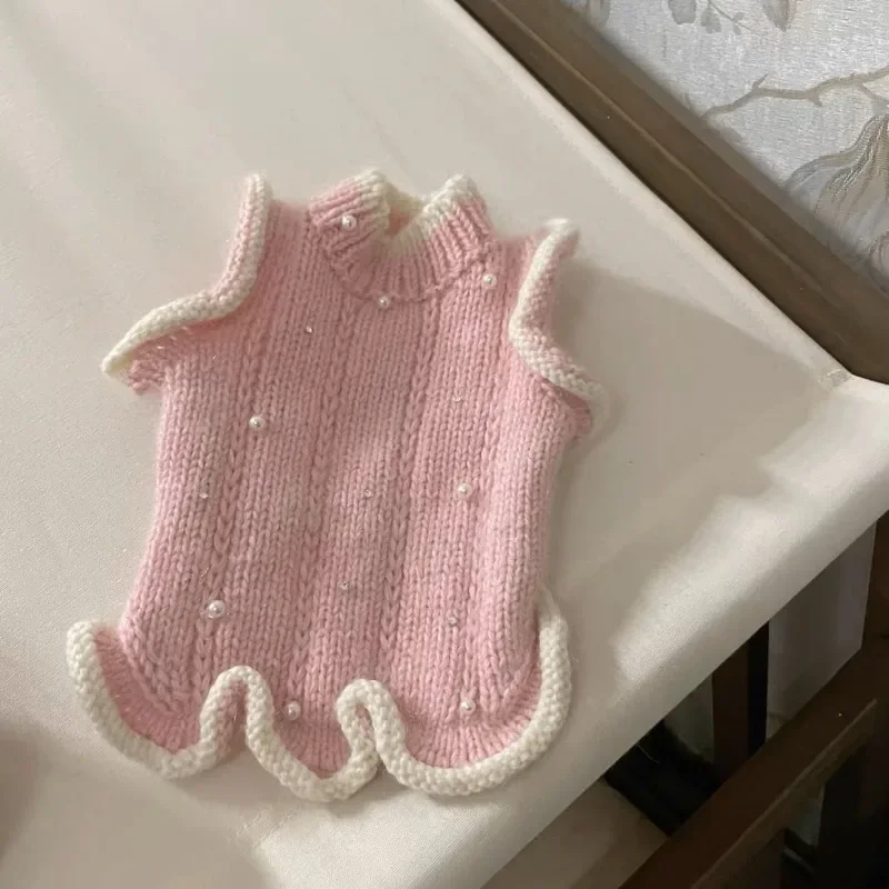 Suéter de princesa rosa para perros pequeños, ropa de punto para mascotas, ropa linda para cachorros, moda de otoño e invierno