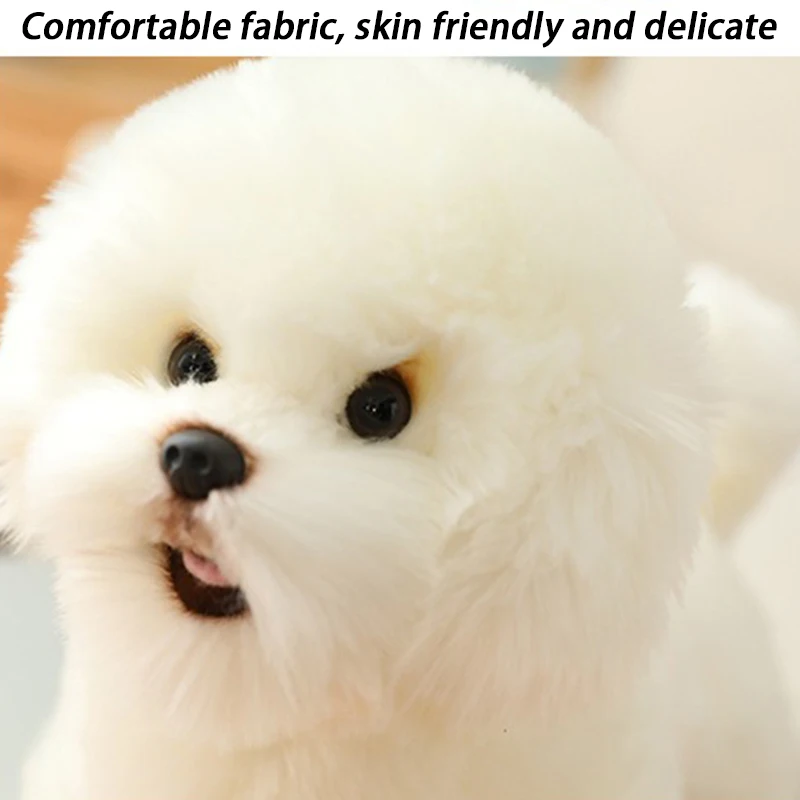 Juguetes de simulación de Bichon, muñeco de perro, juguetes para perros bonitos y durmientes, juguete de peluche suave para cachorros, producto interactivo de suministros para mascotas - imagen 5