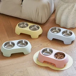 Comedero-bebedero doble elevado para perros y gatos – Acero inoxidable