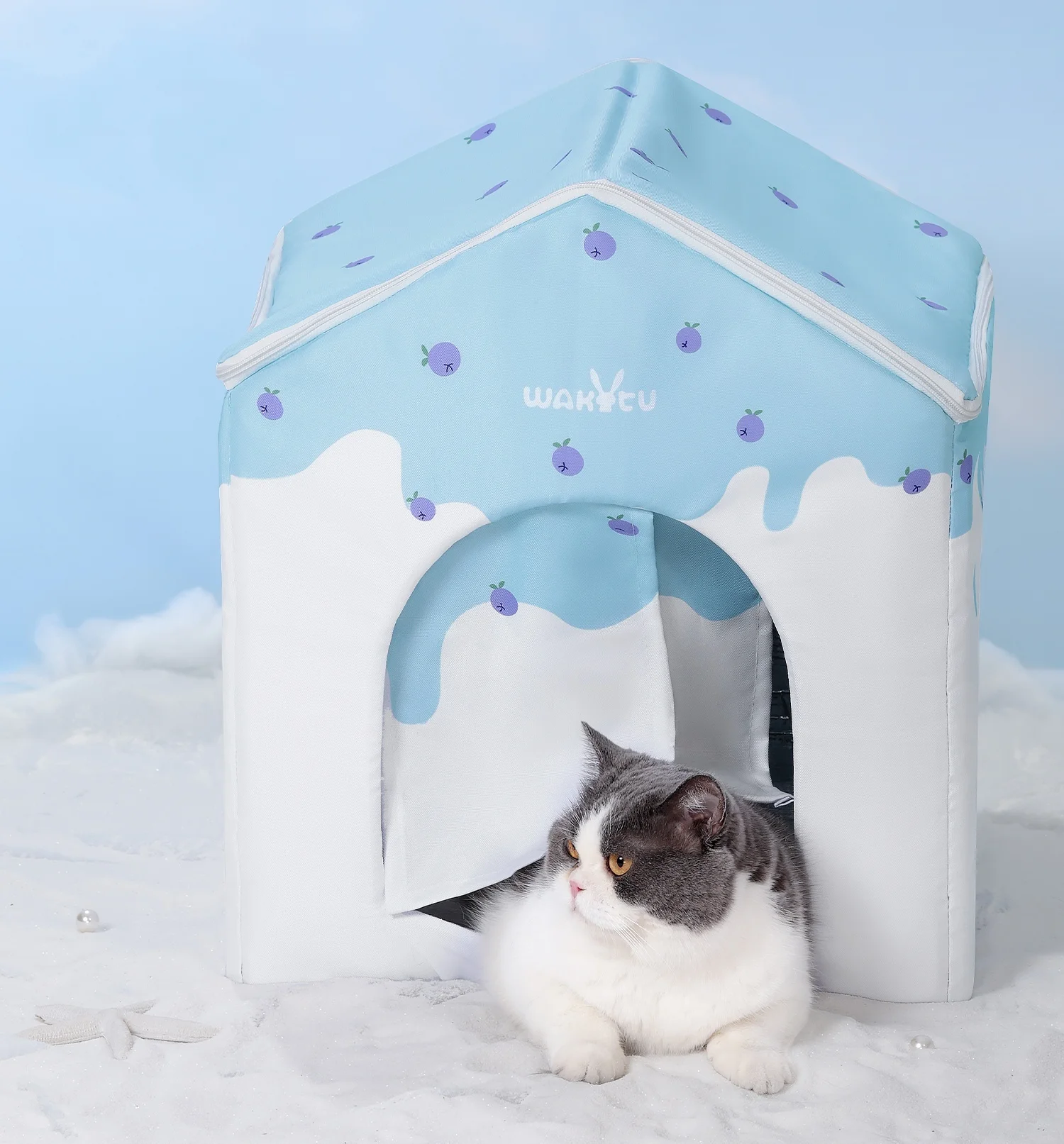 Casa refrescante de verano para gatos, casa de hielo para mascotas, aire acondicionado para gatos y perros pequeños, plegable y duradera para todas las estaciones