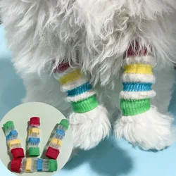 Nuevos calcetines hasta la rodilla y las piernas para mascotas, calcetines coloridos para exteriores para perros pequeños, calcetines con decoración de manos para mascotas de peluche de Pomerania para gatos