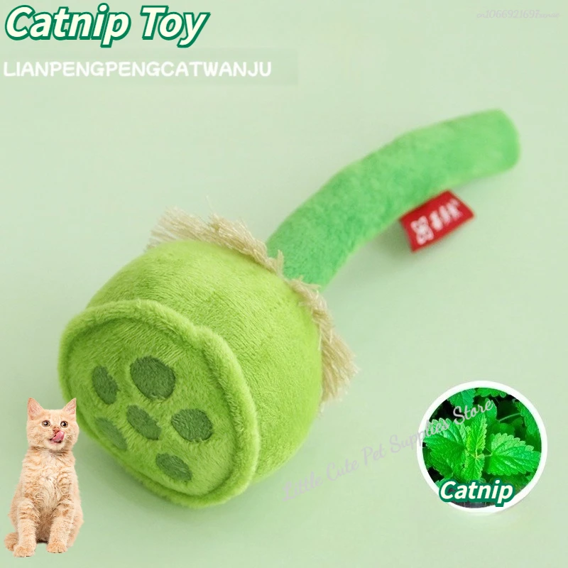 Juguetes de hierba gatera para moler dientes, divertido melodía de loto, juguete interactivo de peluche para gatos, gatito, juguete para masticar, garras, mordedura del pulgar, gato para gatos