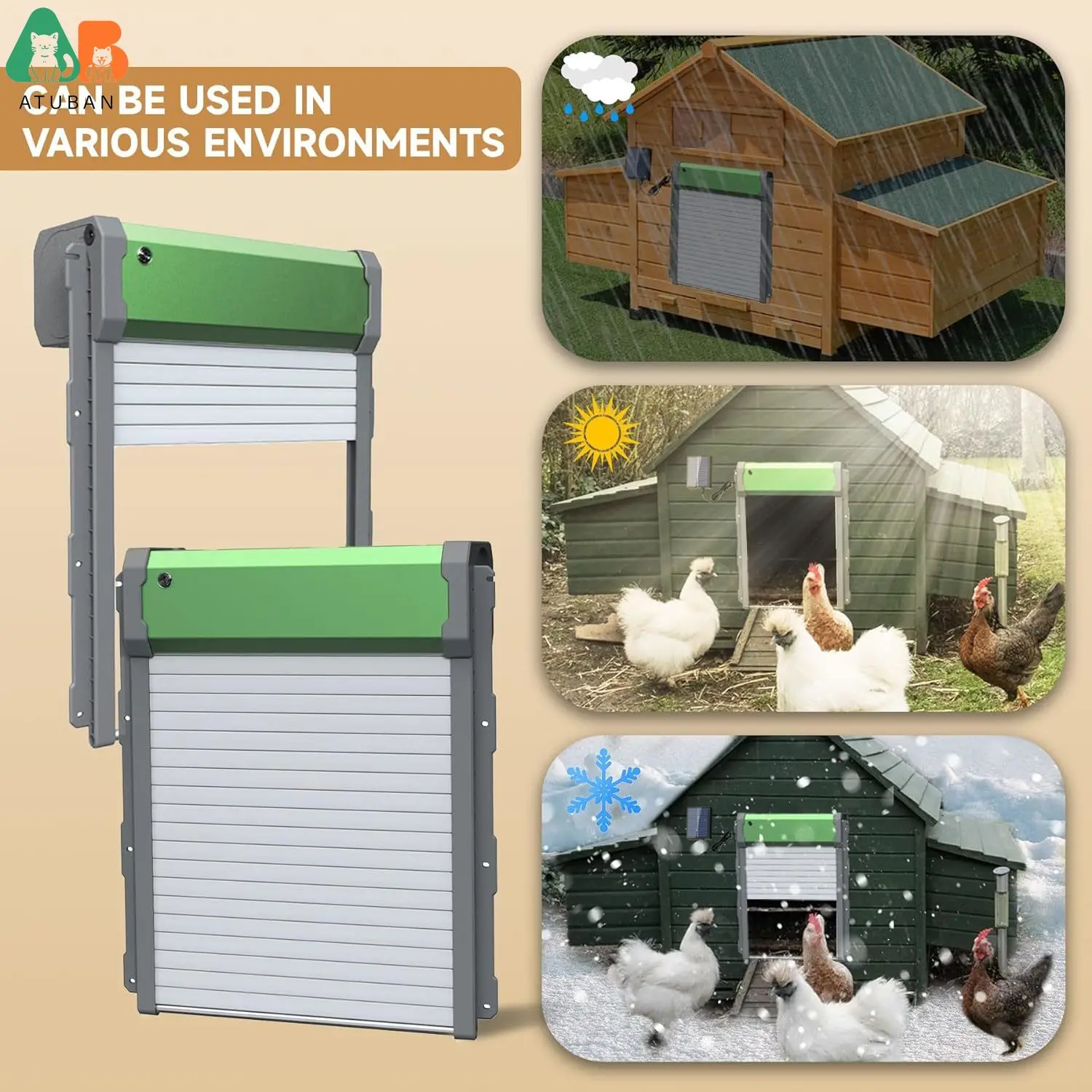 Puerta automática para gallinero, alimentada por energía Solar/USB, temporizador automático para gallinero y Sensor de luz, Control remoto para puerta de gallinero de aluminio duradero - imagen 4