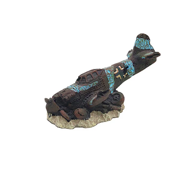 Decoración acuario mini avión simulado para peces y camarones