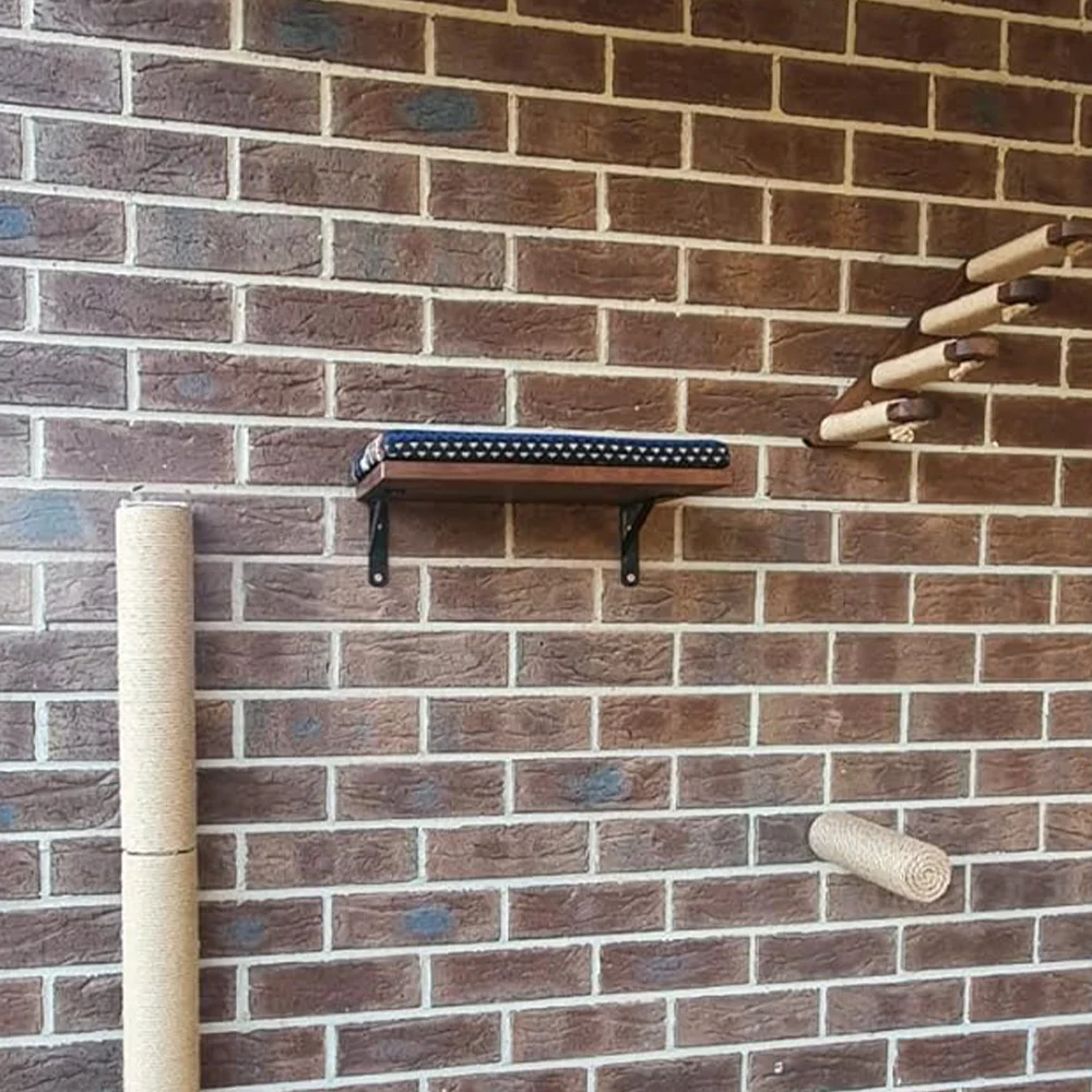 Árbol para gatos montado en la pared, plataforma y escalera, 4 escalones, poste para rascar, hamaca de pared, muebles de madera para mascotas, 1 pieza - imagen 3