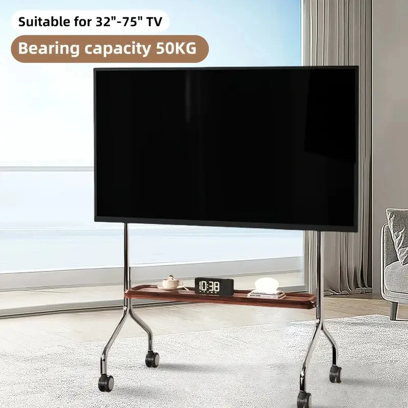 Nuevo soporte de suelo para TV, estante de soporte extraíble con ruedas, carrito de TV de 32-75 pulgadas, estante para TV, ruedas silenciosas de hasta 110 libras máx. VESA 600x400mm - imagen 4