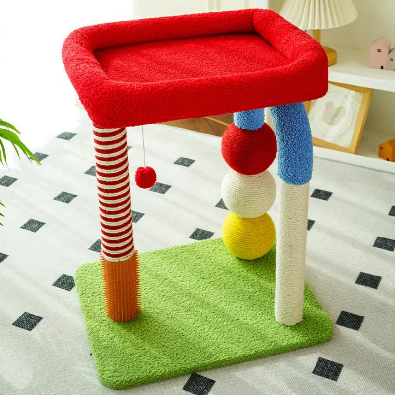 Cat Climbing Frame Colorful Cat Tree House Sisal Column Scratching Post Fot Cats Jumping Shelf Cats House Scratchers Pet Toys - imagen 2