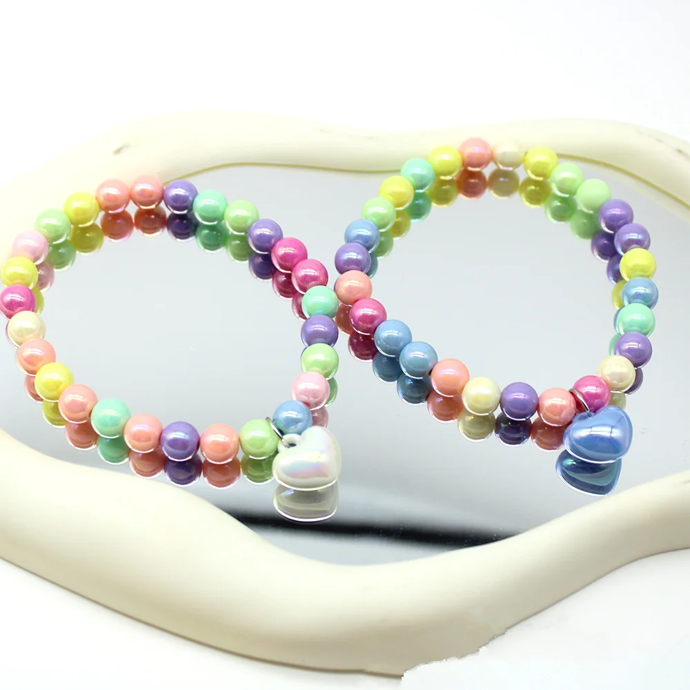 Gran oferta, Collar ajustable hecho a mano para mascotas, Collar de perlas a la moda para perro y gato con colgante de corazón, suministros para mascotas de varios colores - imagen 2