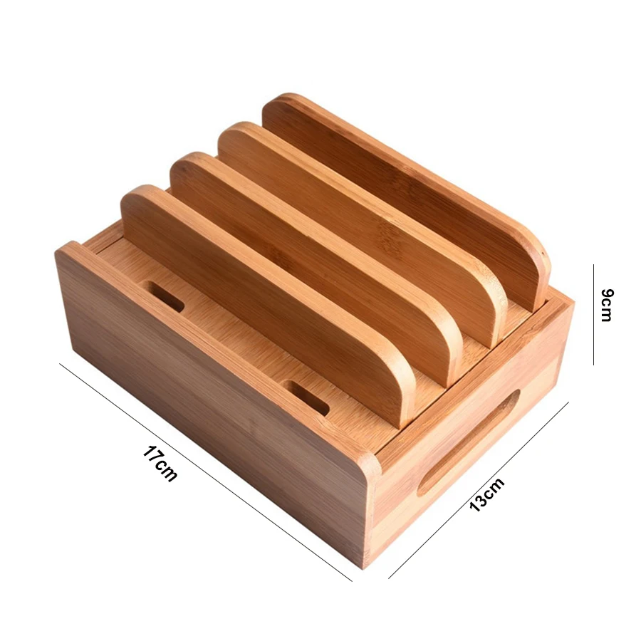 Soporte de bambú para cargar móvil y tablet, estación organizadora - imagen 4
