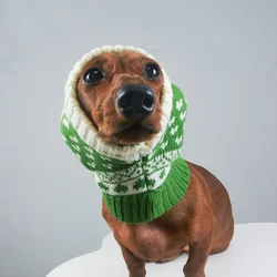 Gorro navideño de punto para perro salchicha – Sombrerito rojo y verde