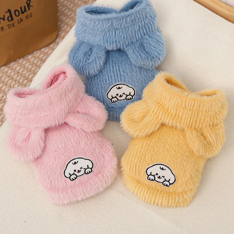 Otoño e Invierno chaqueta con capucha de felpa para mascotas chaleco para gatos mono de oso de peluche ropa para cachorros ropa para perros pequeños - imagen 2