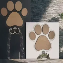 Colgador de correa de perro con estampado de pata de madera, diseño de garra, gancho de pared, soporte para abrigo y Collar, regalo único para mascotas para amantes de los perros