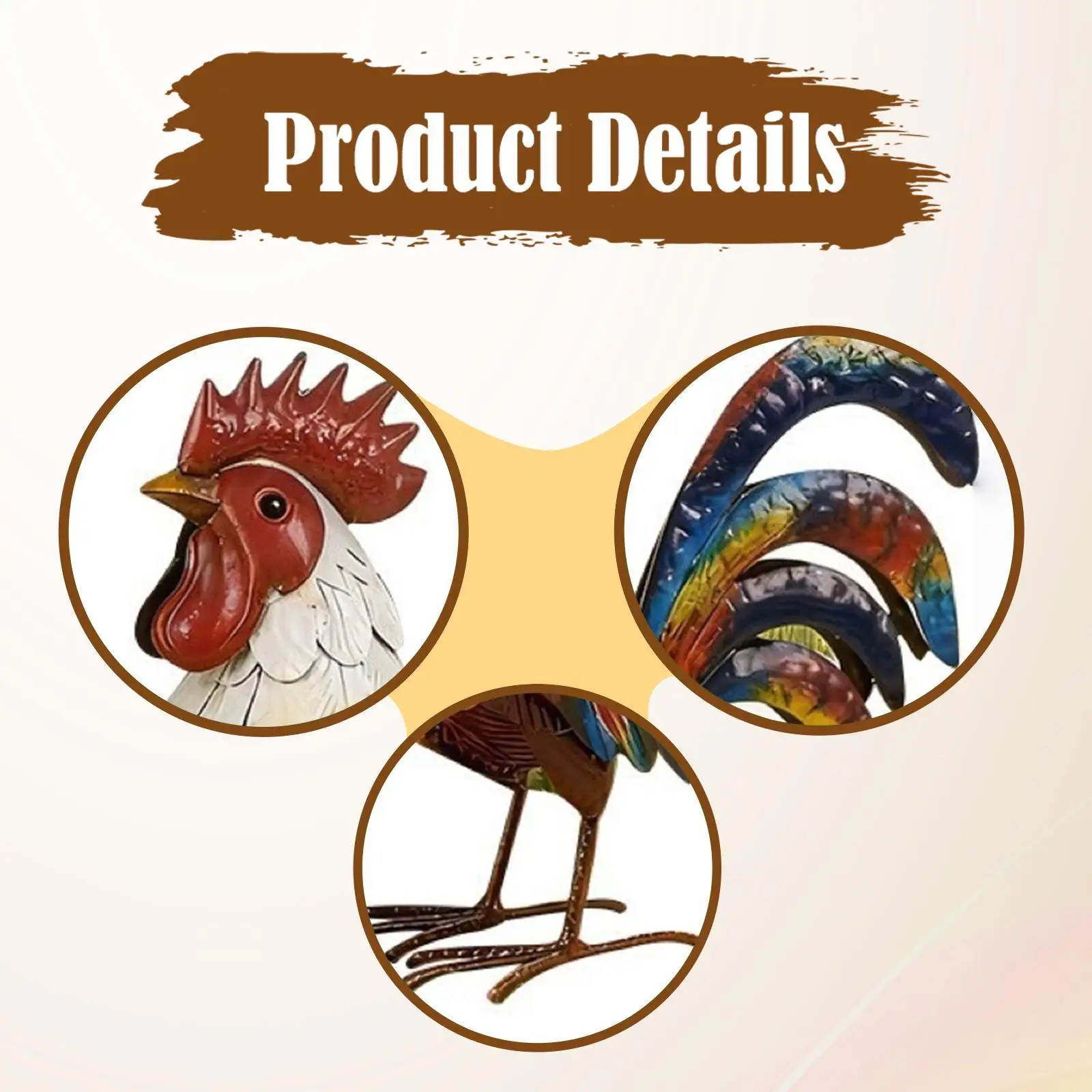 Escultura de gallo para jardín – Hierro resistente a la intemperie - imagen 5