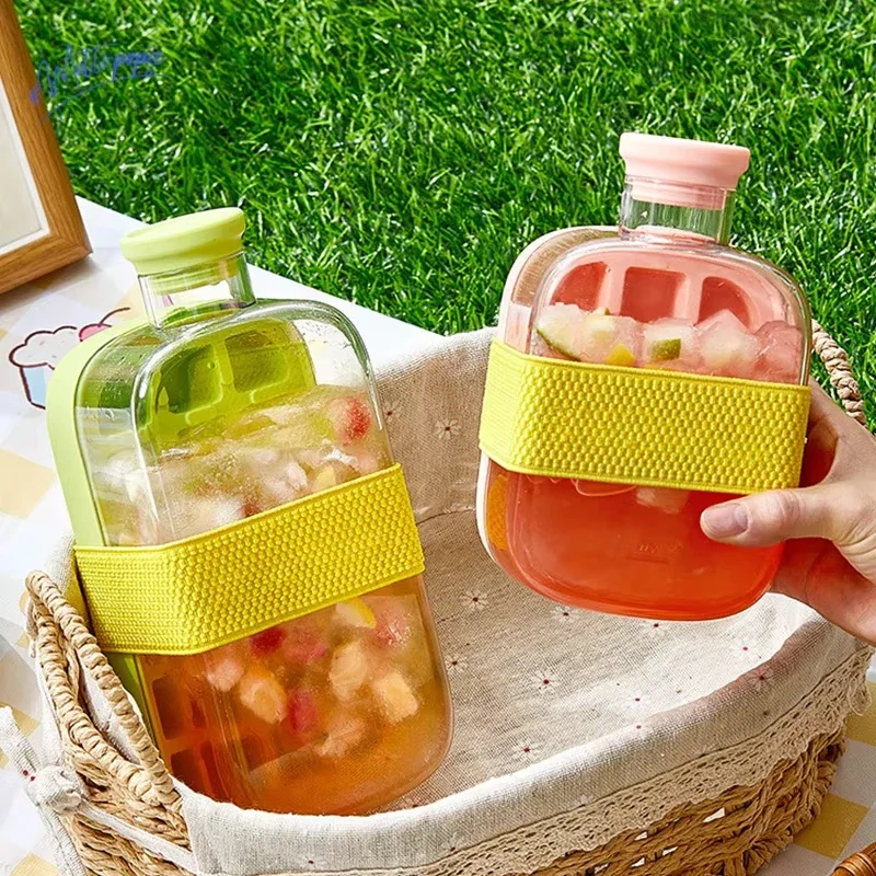 Bandeja para cubitos de hielo con pajita, molde de presión 2 en 1 de calidad alimentaria, botella para bebidas heladas, bandeja para cubitos de hielo de silicona, taza para bebidas al aire libre - imagen 2